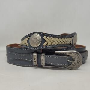 Vintage Tex Tan Belt 40 Blue Leather Western Concho Braided Laced Cowboy USA‎